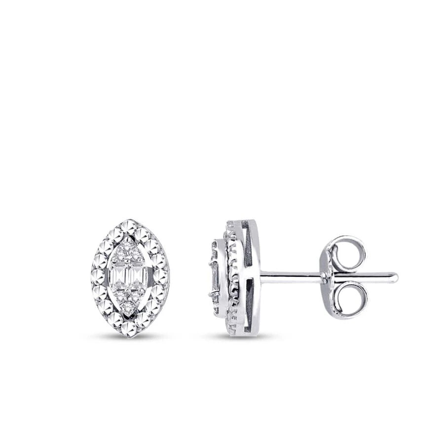 0.10 ct. Diamant Effekt Baguette Tropfen Ohrringe