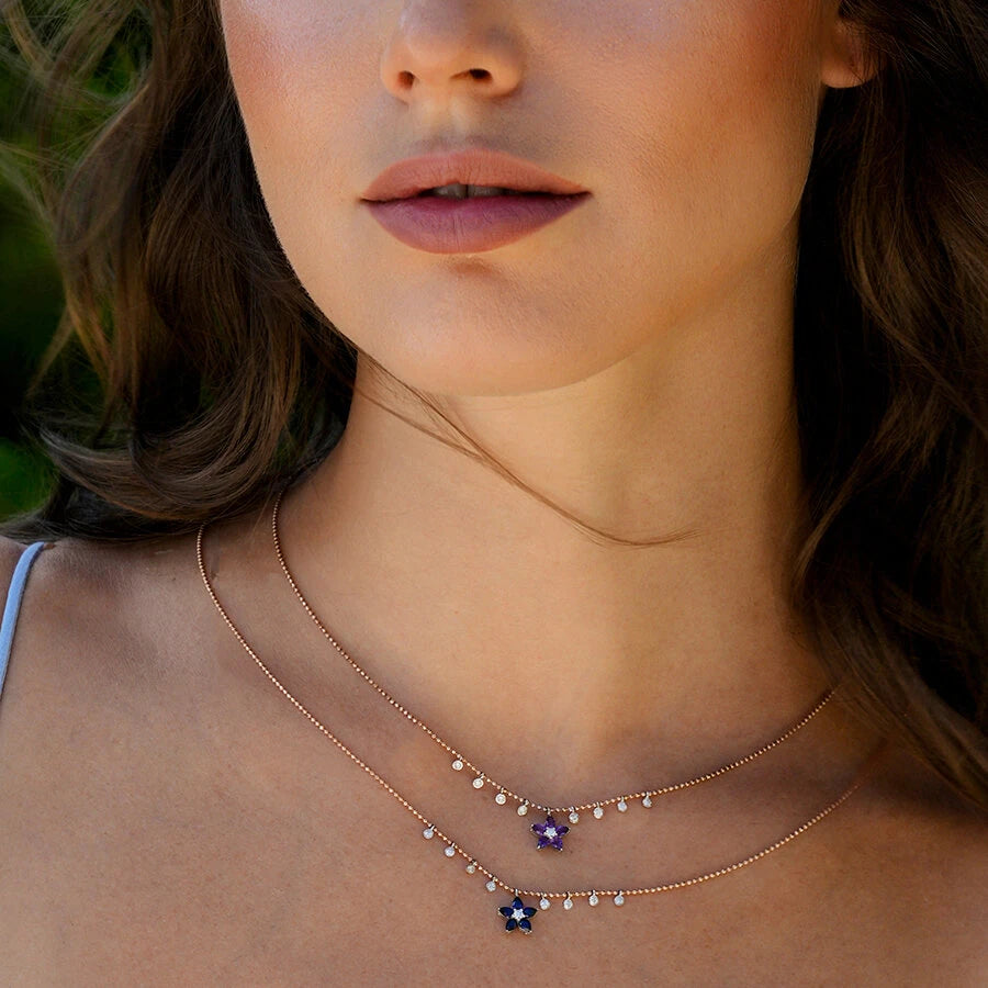 0.57 ct. Diamant Amethyst Blume Halskette