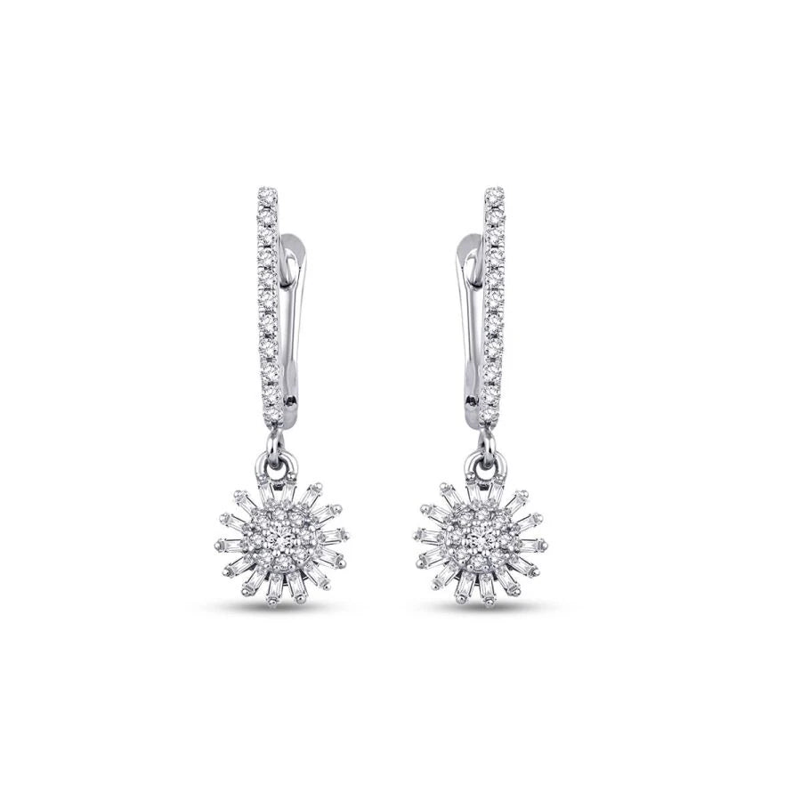 0.39 ct. Diamant Blumen Baguette Ohrringe