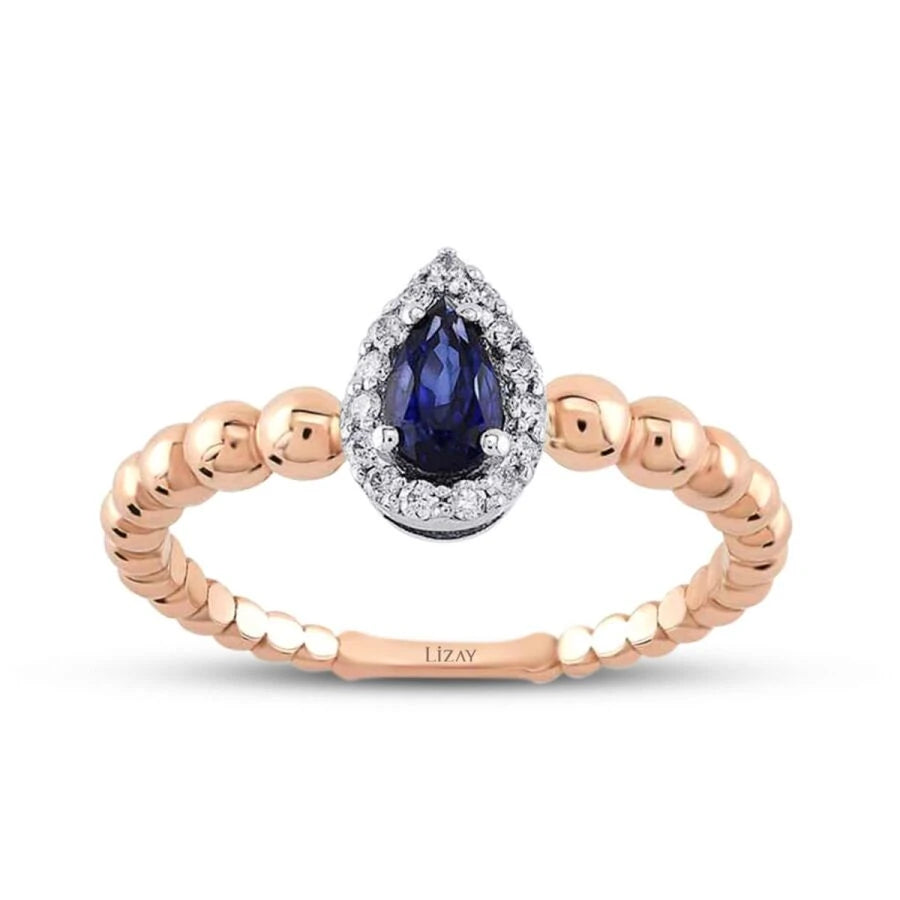 0.34 ct. Diamant Tropfen Saphir Ring