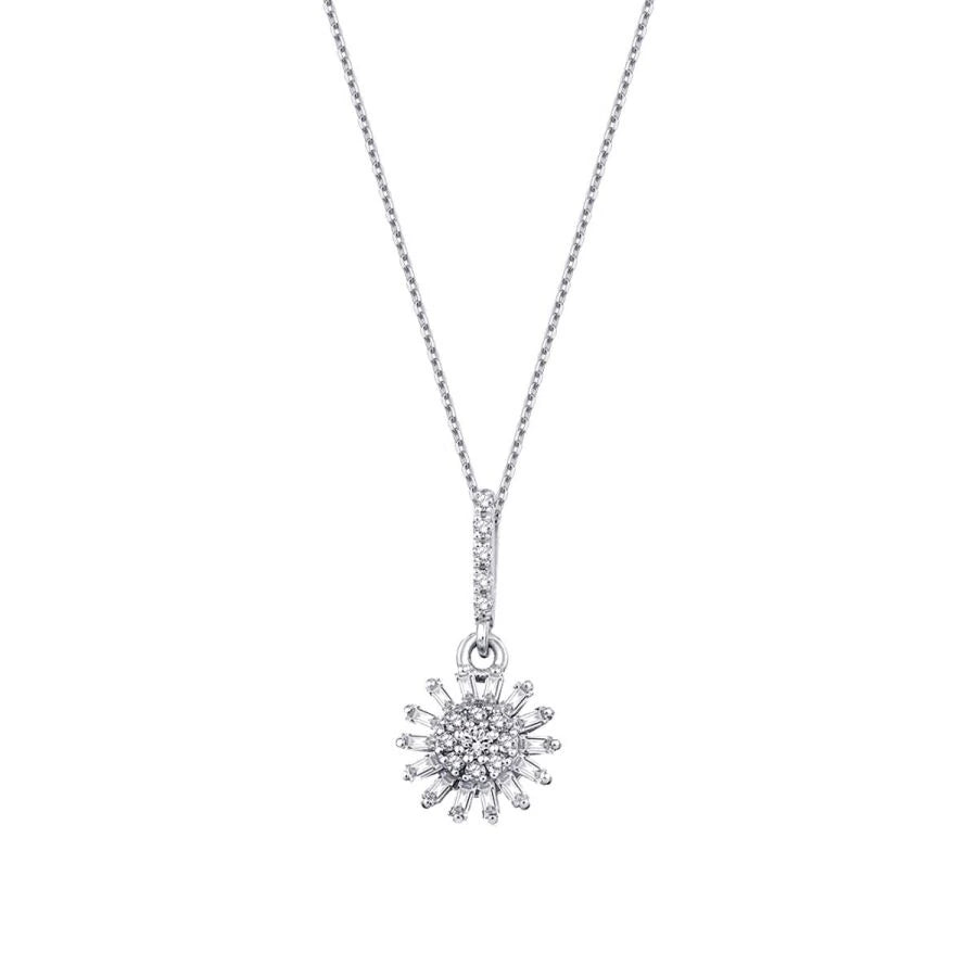 0.14 ct. Diamant Blumen Baguette Halskette