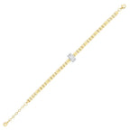 Gold Armband mit Kette und Baguette-Steinen