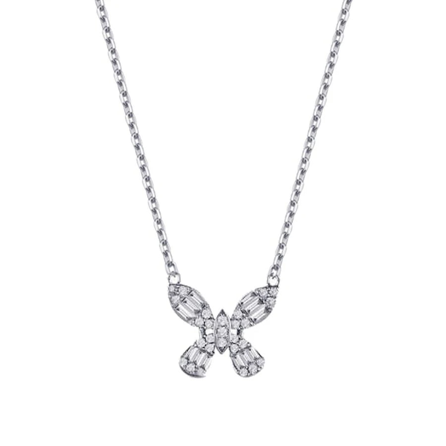 0.38 ct. Diamant Schmetterling Baguette Halskette
