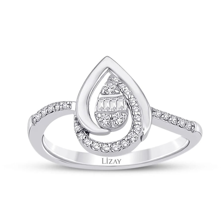 0.19 ct. Diamant Tropfen Baguette Ring