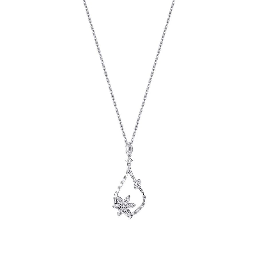 0.63 ct. Diamant Blumen Baguette Halskette