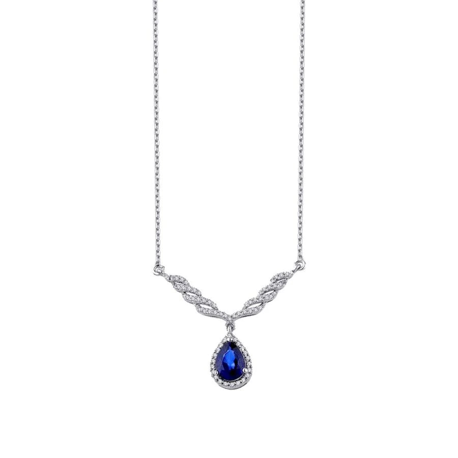1.06 ct. Diamant Tropfen Saphir Halskette