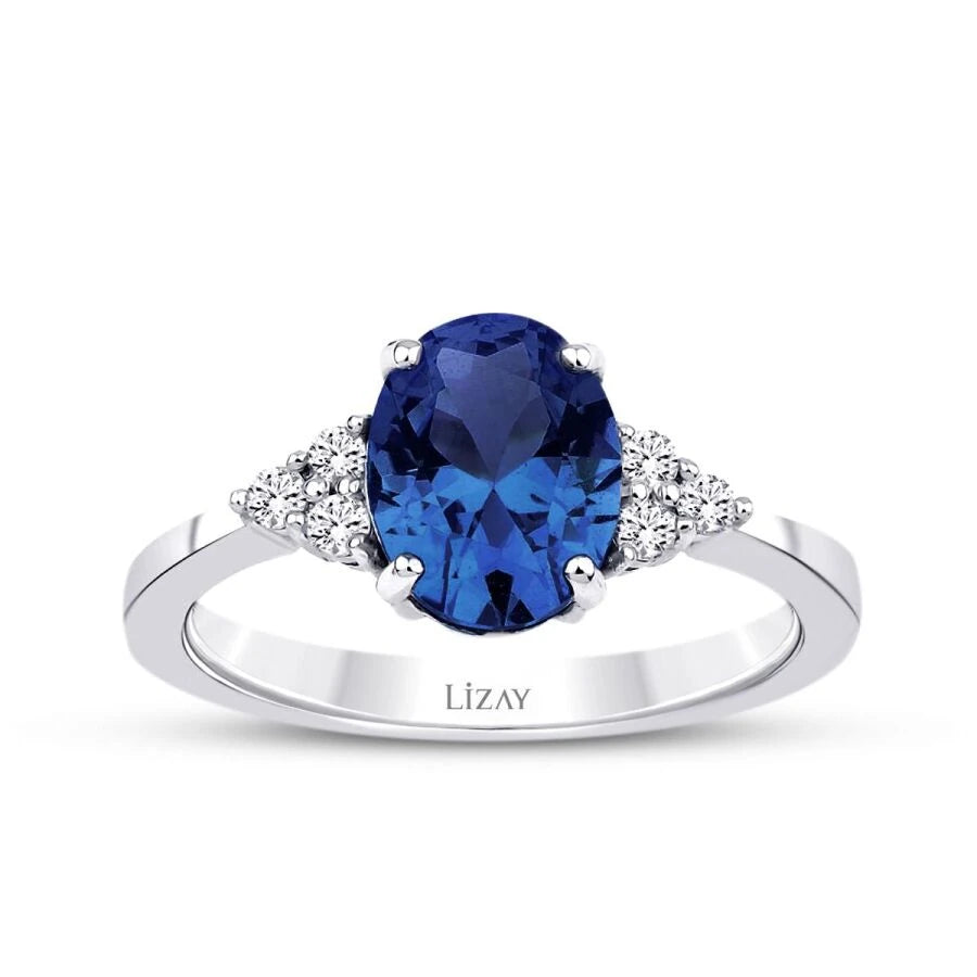 2.27 ct. Diamant Ovale Saphir Ring