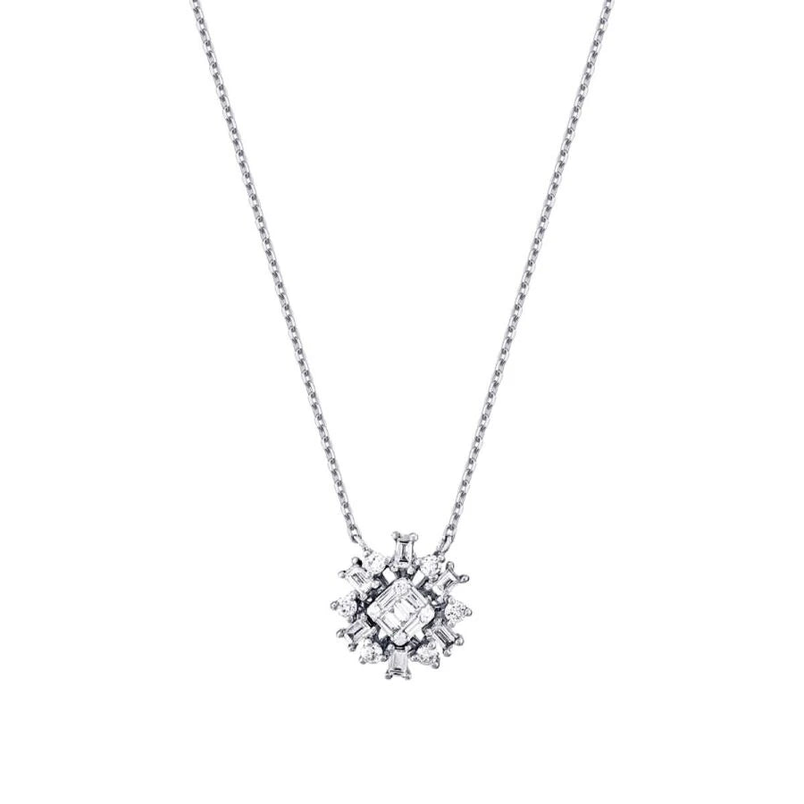 0.37 ct. Diamant Baguette Blumen Halskette