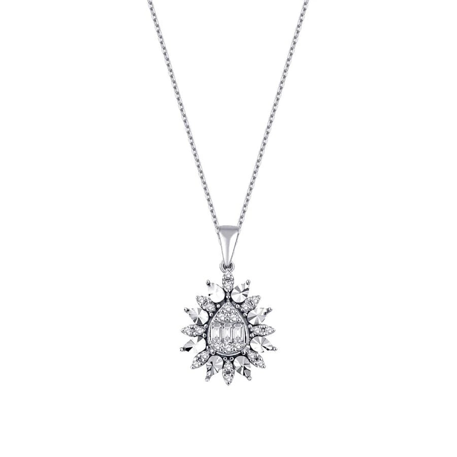 0.19 ct. Diamant Baguette Halskette