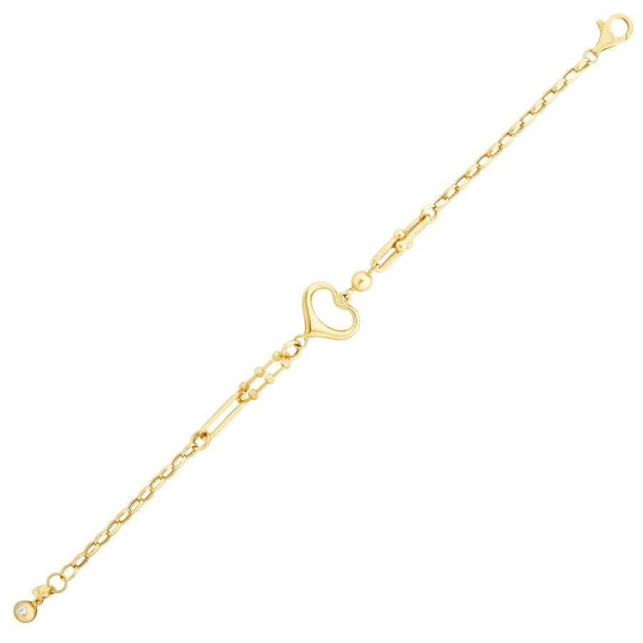 Gold Armband mit Herz und Kettendetail