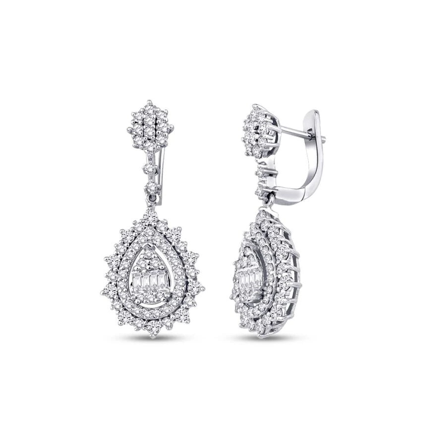 1.53 ct. Diamant Tropfen Baguette Ohrringe