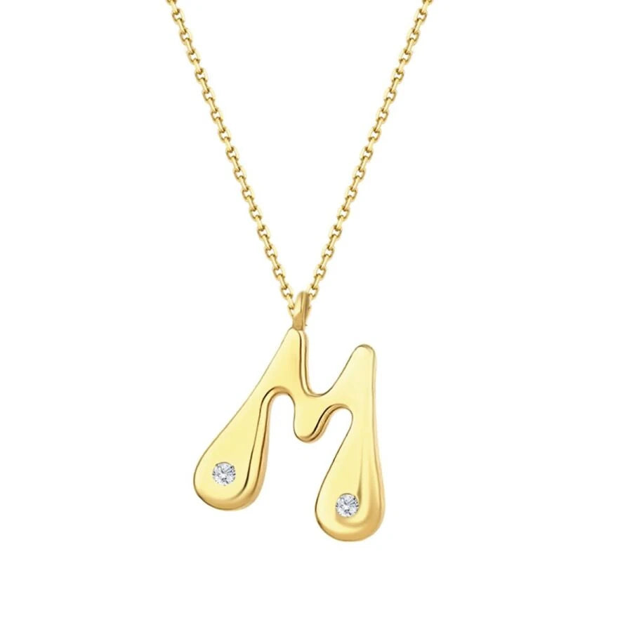 0.04 ct. Diamant M-Buchstabe Halskette