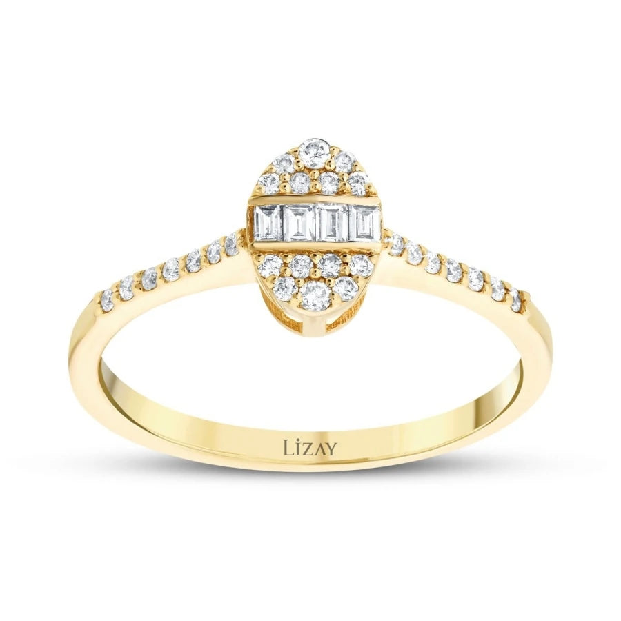 0.19 ct. Diamant Ovale Baguette Ring