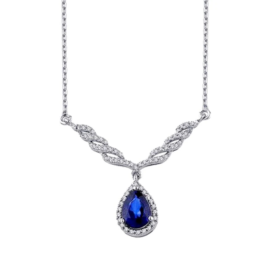 1.06 ct. Diamant Tropfen Saphir Halskette