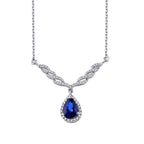 1.06 ct. Diamant Tropfen Saphir Halskette