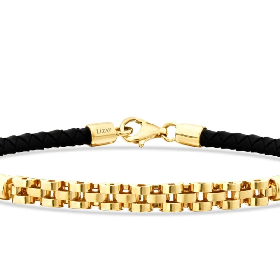 Gold Herren Armband mit geflochtener Kette