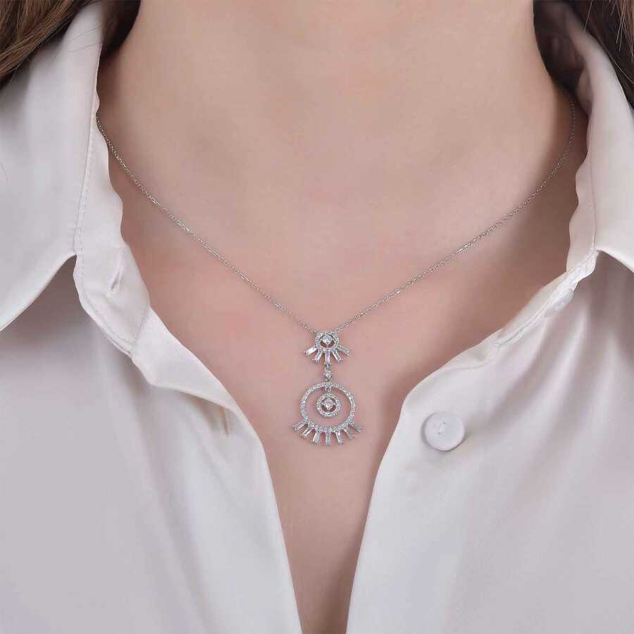 0.63 ct. Diamant Baguette Halskette