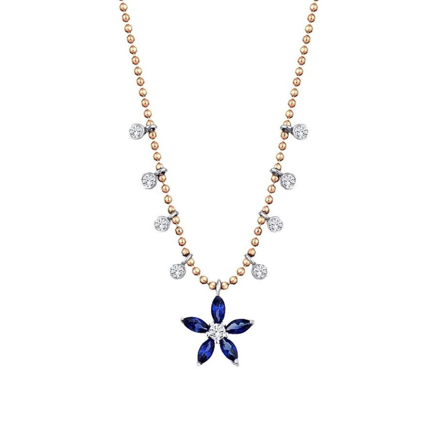 0.80 ct. Diamant Saphir Blumen Halskette
