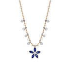 0.80 ct. Diamant Saphir Blumen Halskette