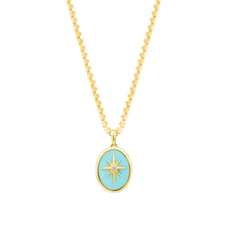Gold Nordstern Halskette mit blauer Emaille