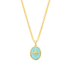 Gold Nordstern Halskette mit blauer Emaille