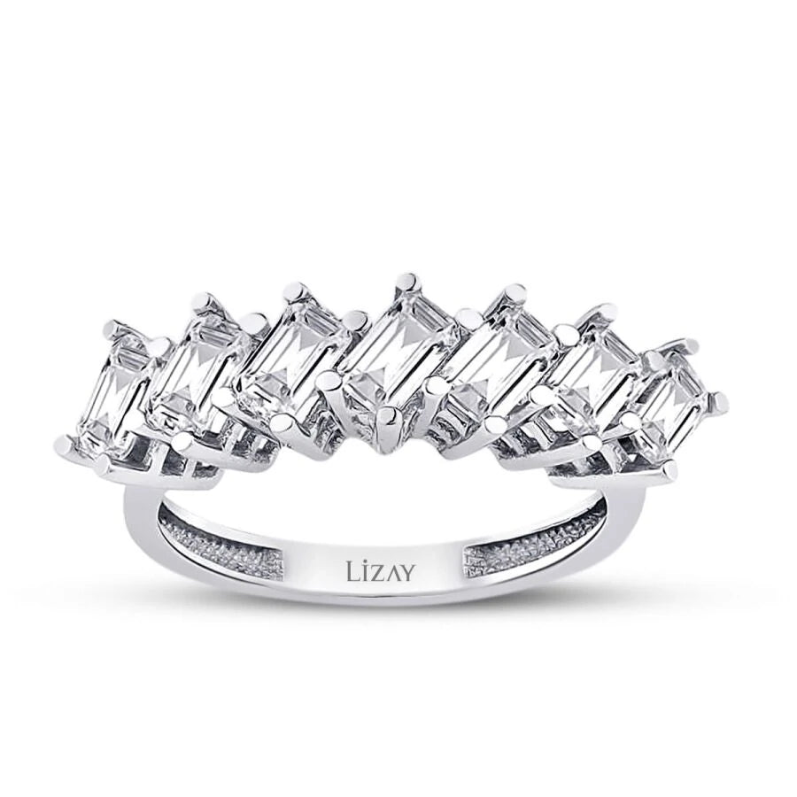 Gold Sieben-Stein Baguette Ring