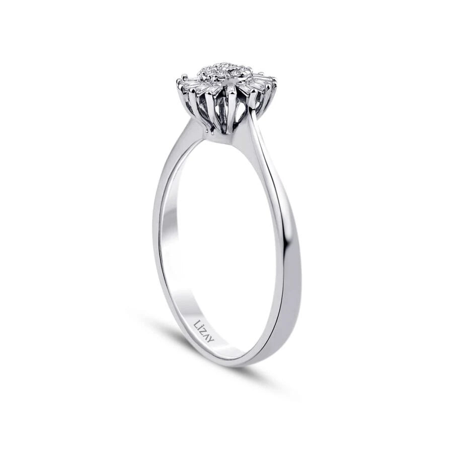 0.12 ct. Diamant Blumen Baguette Ring