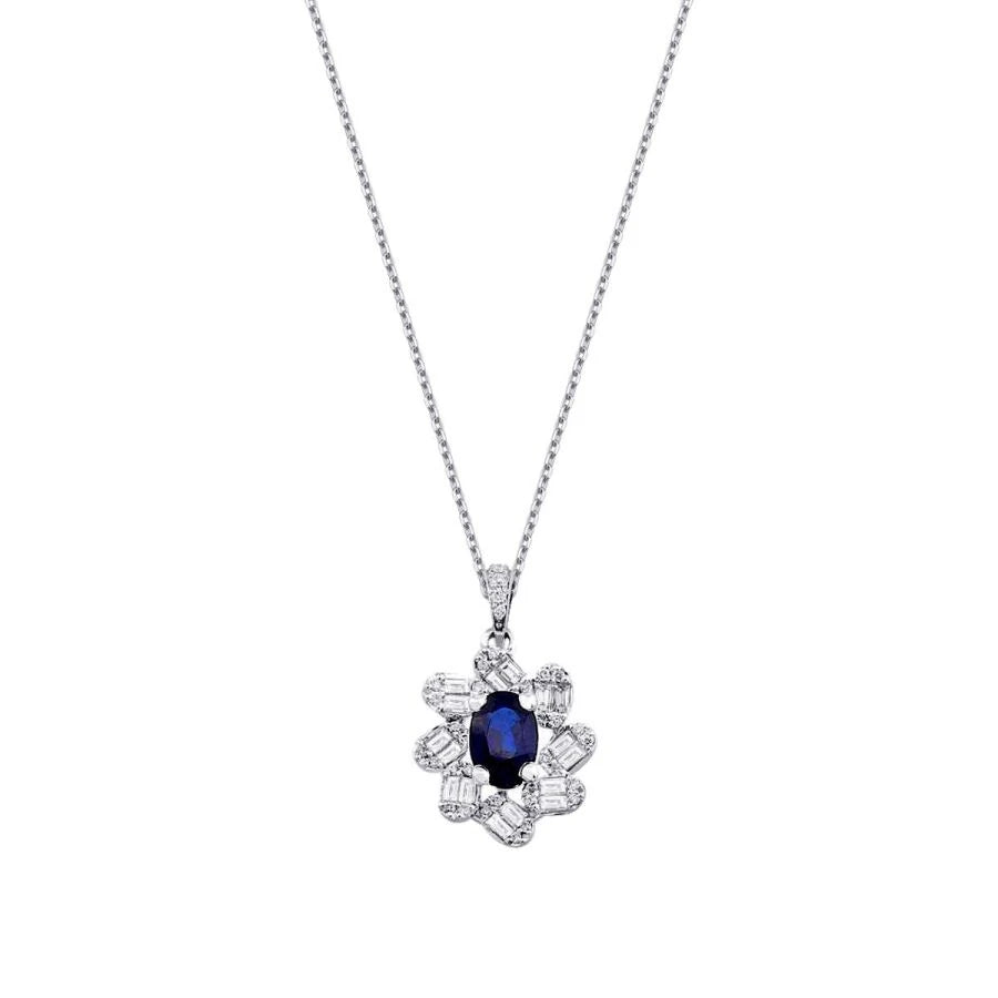 1.47 ct. Diamant Baguette Saphir Halskette