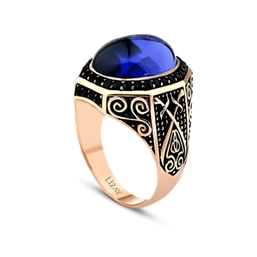 Gold Farbstein Herren Ring