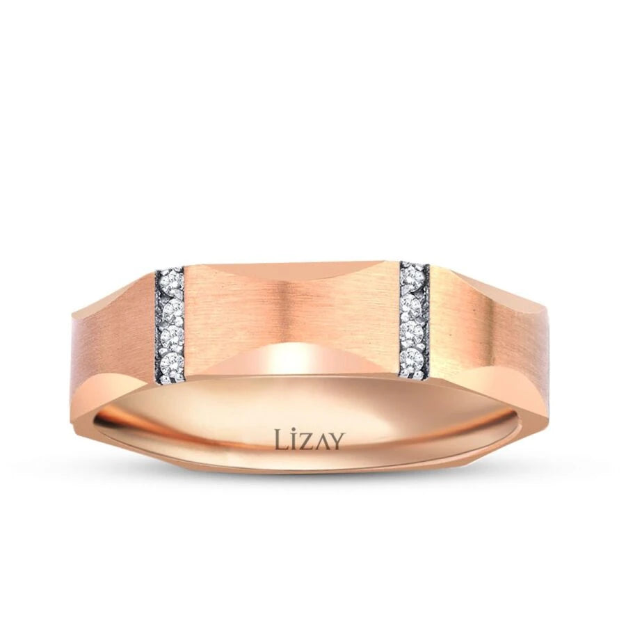 Roségold Diagonal Ehering