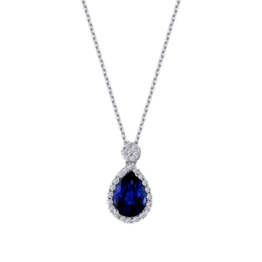0.73 ct. Diamant Tropfen Saphir Halskette