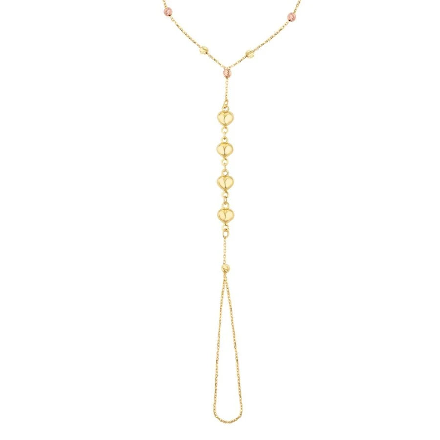 Gold Shamballa Armband mit Herz und Kugeln