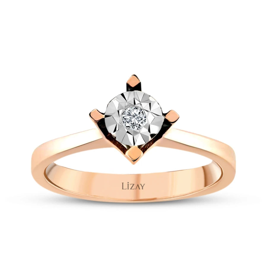 0.02 ct. Diamant Rund Solitär Rosé Ring