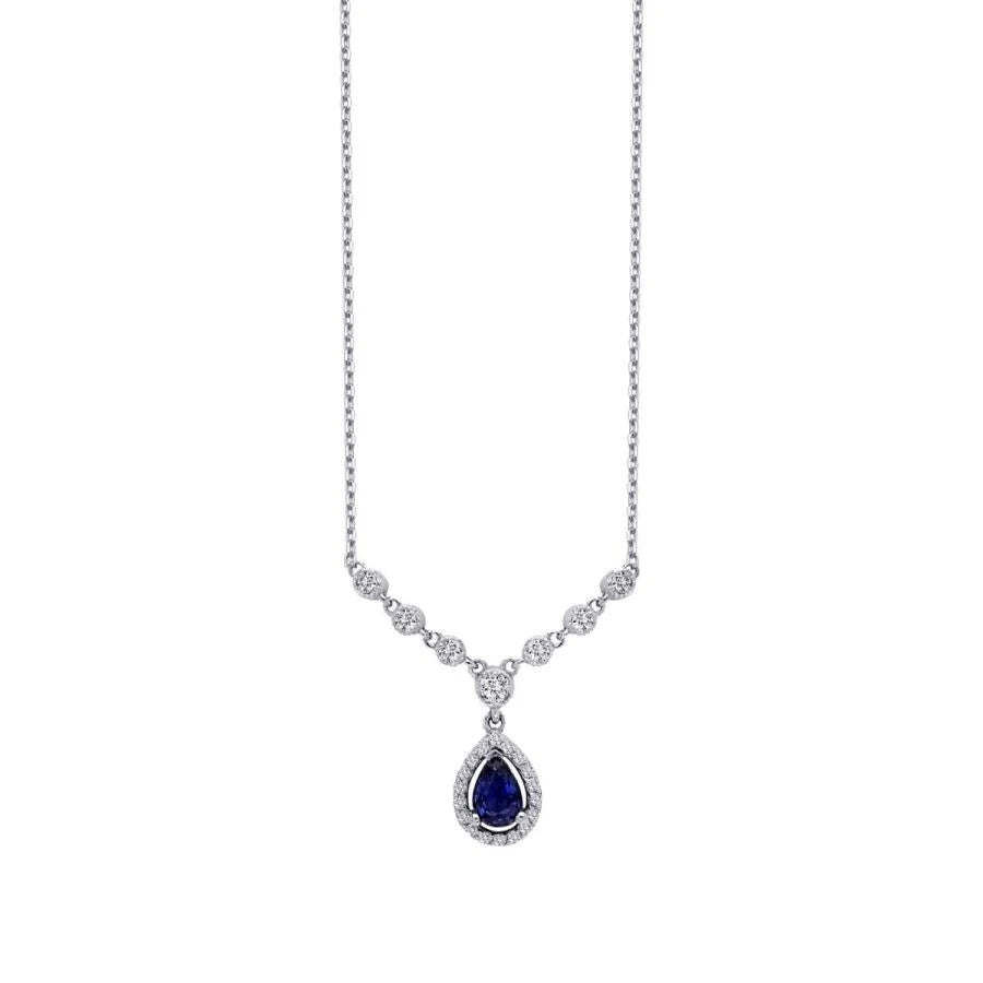 0.67 ct. Diamant Tropfen Saphir Halskette
