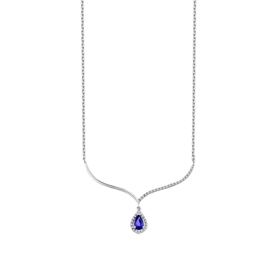 0.78 ct. Diamant Tropfen Saphir Halskette
