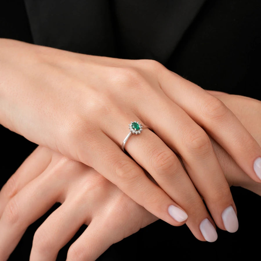 2.35 Karat Diamant Smaragd Set