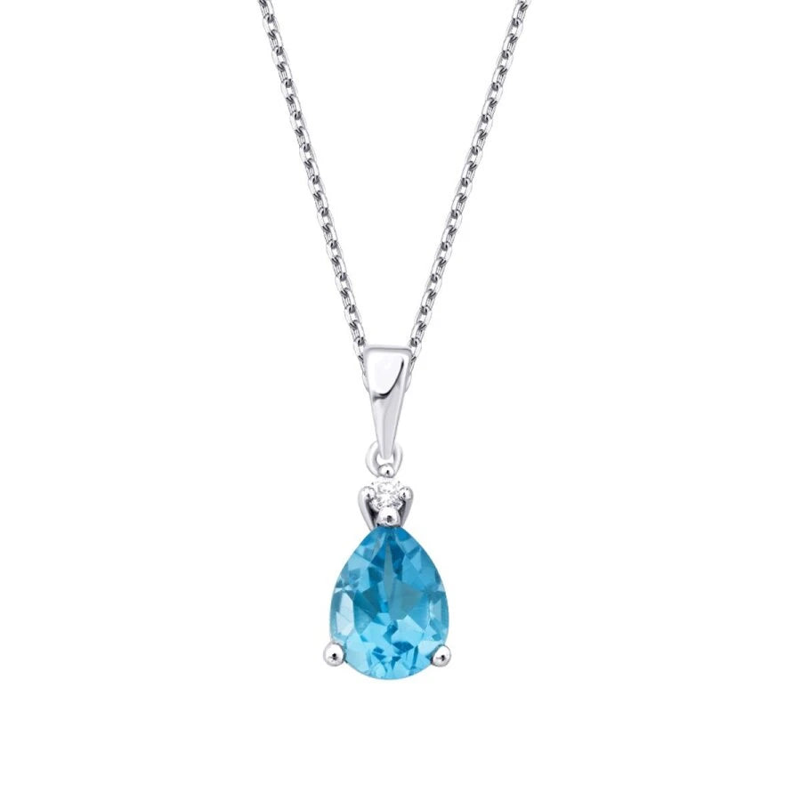 0.82 ct. Diamant Blauer Topas Halskette