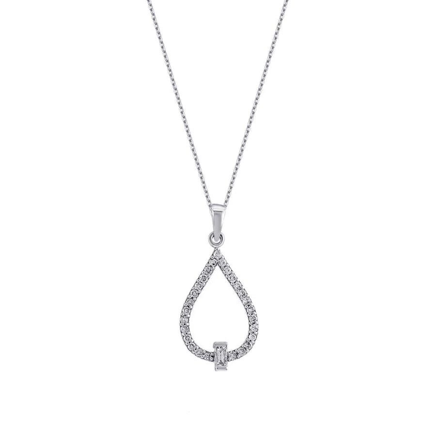 0.22 ct. Diamant Tropfen Baguette Halskette