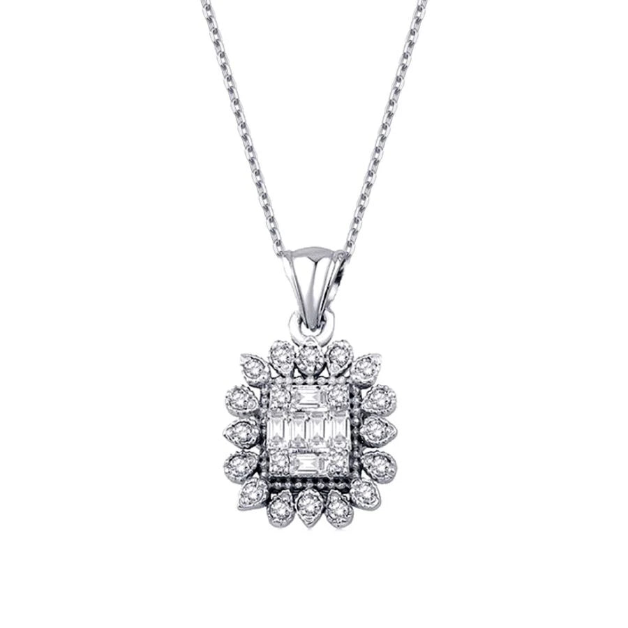 0.12 ct. Diamant Baguette Halskette