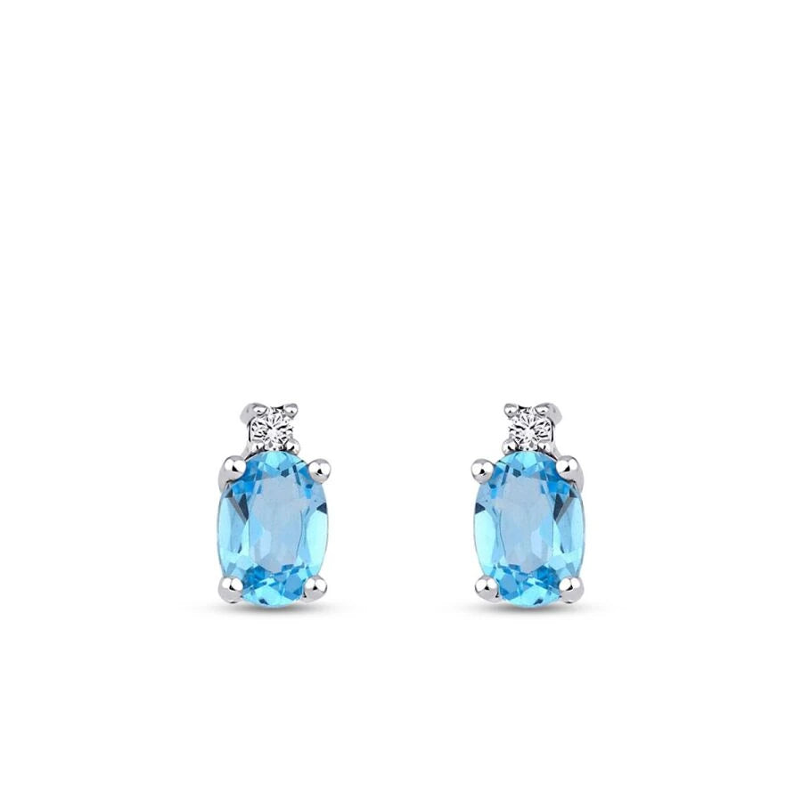 1.89 ct. Diamant Blauer Topas Ohrringe