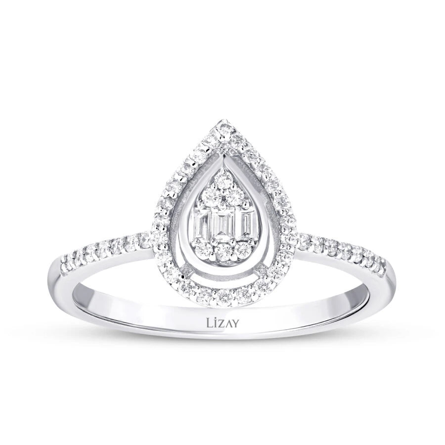 0.20 ct. Diamant Tropfen Baguette Ring