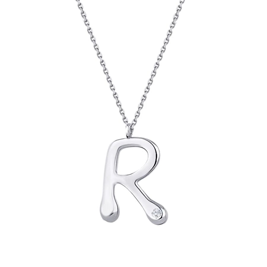 0.02 ct. Diamant R-Buchstabe Halskette