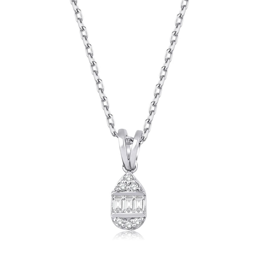 0.10 ct. Diamant Baguette Halskette