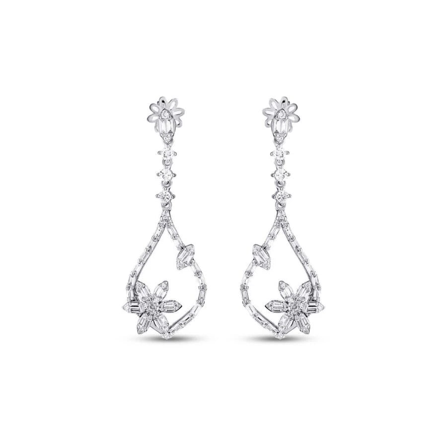 1.33 ct. Diamant Baguette Blumen Ohrringe