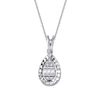 0.06 Carat Diamond Baguette Pear Necklace