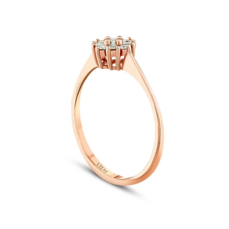 0.19 ct. Diamant Blumen Baguette Ring