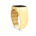Gold Herren Ring mit schwarzer Emaille und Stein