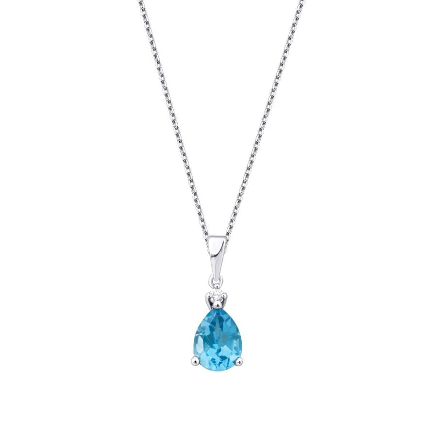 0.82 ct. Diamant Blauer Topas Halskette
