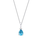 0.82 ct. Diamant Blauer Topas Halskette