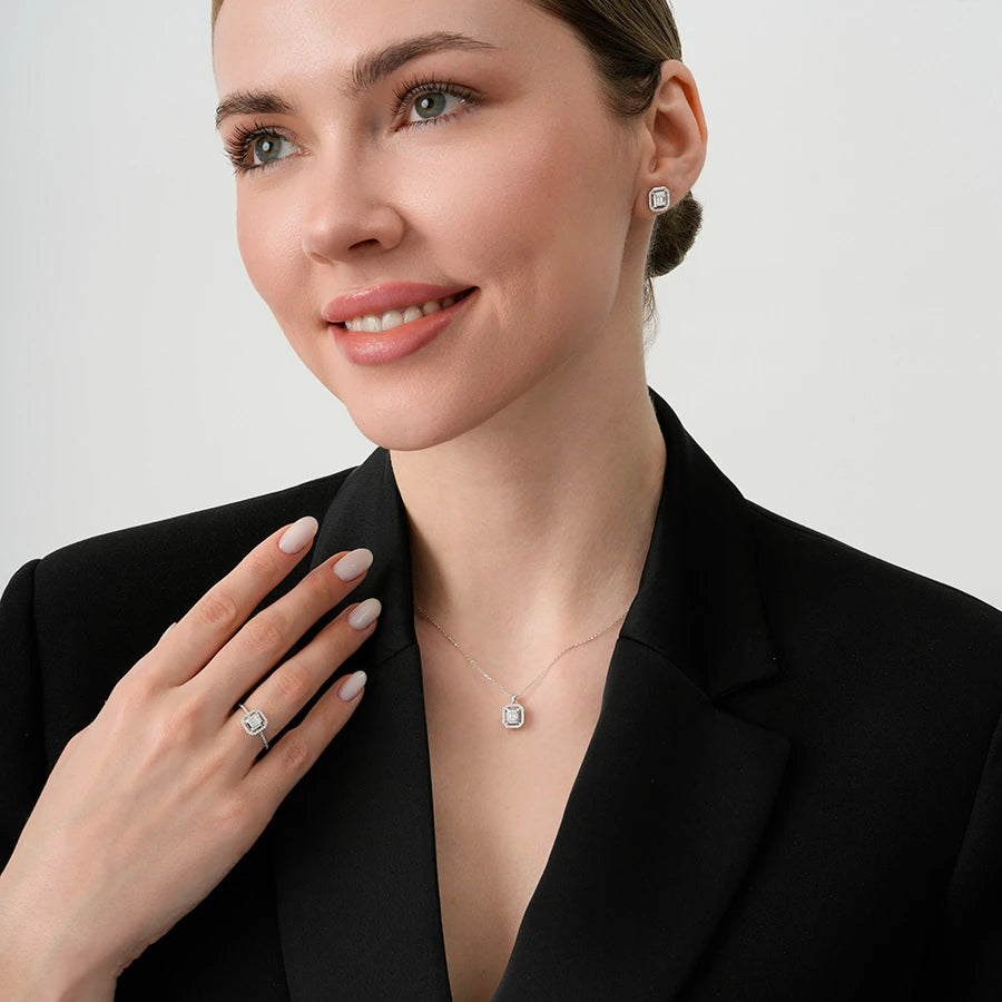 0.14 ct. Diamant Baguette Halskette